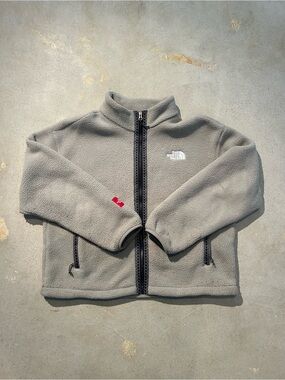 The North Face Light Gray Fleece Zip Jacket with White Logo